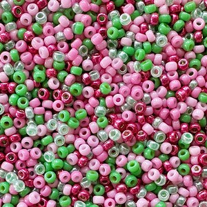20g Miyuki 11/0 Seed Bead Mix | Pink Christmas | 11/0 Miyuki Glass Seed Beads for Jewelry Making, Bead Weaving, Embroidery, and More!