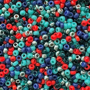 Coastal Christmas Miyuki Bead Mix: Size 11 Seed Beads for Jewelry, Japanese Seed Beads, Glass Beads, Rocailles, 2mm, Bead Assortment, 20g