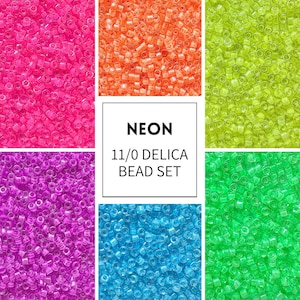 11/0 Miyuki Delica Bead Set: Neon Luminous Color-Lined (6 colors, 7g each)