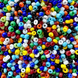 25g Rainbow Czech Glass Seed Bead Mix: Primary Colors, 2mm