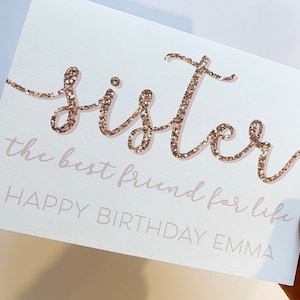 Feliz cumpleaños hermana, tarjeta de cumpleaños hermana, tarjeta de cumpleaños hermana personalizada, cumpleaños hermana, tarjeta de cumpleaños para hermana, tarjeta hecha a mano