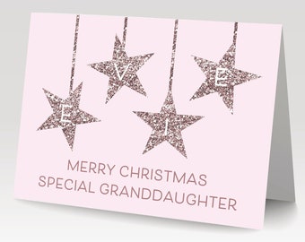 Personalized Granddaughter Christmas Card: Hanging Name Stars