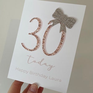 Carte du 30e anniversaire, carte du 30e anniversaire pour elle, carte personnalisée du 30e anniversaire, CARTE ENTIÈREMENT IMPRIMÉE, pas en 3D