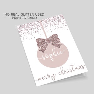 Personalised christmas card, card for her, bauble christmas card, card for a friend, name christmas card PRINTED