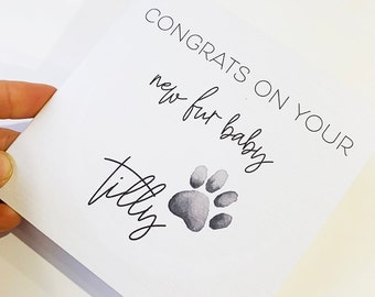 Personalised pet card, new puppy card, new pet, card for pet lover, dog lover card, new puppy, new kitten card, new dog card, new fur baby