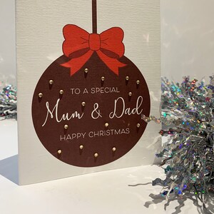 Personalisierte Weihnachtskarte, Weihnachtspuddingkugel Karte, Mama und Papa, Oma und Opa, Tochter, Sohn, Tante, Onkel, Nichte, Neffe