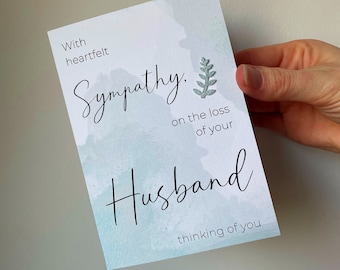 Sympathy Card: Loss of Husband, Watercolor Design