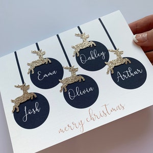 Personalised Christmas card for the family, family Christmas card, bauble Christmas card, card from the family, Christmas Card, Reindeer