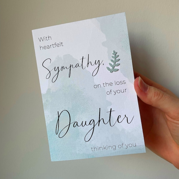 Sympathy card, loss of your daughter, thinking of you, bereavement card, condolence card, sorry for your loss card,