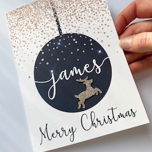 Carte de Noël personnalisée, carte pour elle, carte pour lui, carte de Noël boule, carte de Noël pour un ami, carte de Noël prénom, carte de Noël fils