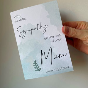 Carte de sympathie, perte de votre maman, une pensée pour vous, carte de deuil, carte de condoléances, désolé pour votre perte carte, désolé pour la perte de votre mère