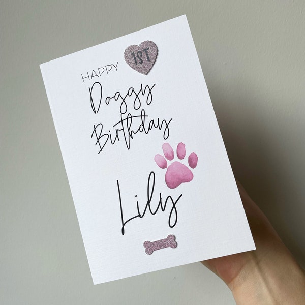 Dog birthday card, card for pet lover, dog lover card, pet birthday card, dog first birthday, doggy birthday, personalised dog birthday card