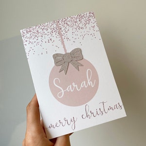 Personalisierte Weihnachtskarte, Karte für Sie, Christbaumkugel Weihnachtskarte, Karte für Freund, Name Weihnachtskarte GEDRUCKT