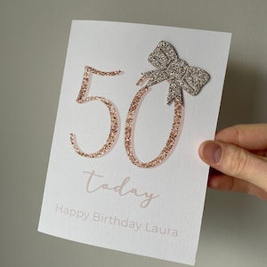 Carte du 50e anniversaire, carte du 50e anniversaire pour elle, carte personnalisée du 50e anniversaire, CARTE ENTIÈREMENT IMPRIMÉE, carte de la cinquantaine, carte pour elle,