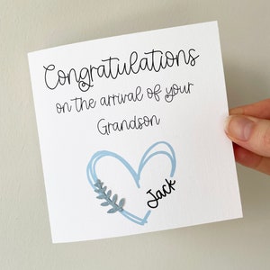 Nieuwe kleinzoonkaart, nieuwe grootouderskaart, gefeliciteerd met de geboorte van je nieuwe kleinzoon, kaart voor grootouders, kleinzoonaandenkenkaart