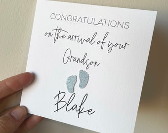 New Grandson card, new grandparents card, congratulations on the birth of your new grandson, card for grandparents, grandson keepsake card