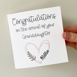 New Granddaughter card, new grandparents card, congratulations on the birth of your new granddaughter, card for grandparents,