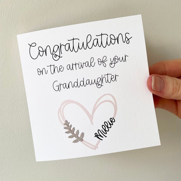 New Granddaughter card, new grandparents card, congratulations on the birth of your new granddaughter, card for grandparents,