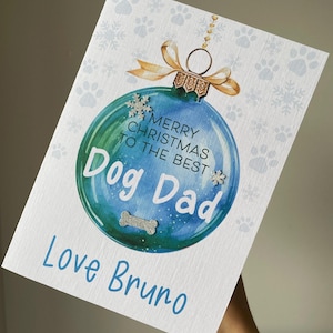 Frohe Weihnachten Hundevater, Frohe Weihnachten vom Hund, Bester Hundevater, personalisierte Luxus-Haustierkarte, Frohe Weihnachten für den besten Hundevater