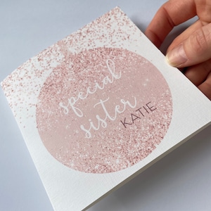 Carte de Noël soeur spéciale, carte de Noël soeur, carte de Noël soeur personnalisée, carte pour elle, carte de Noël girly