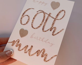 Mum birthday card, Mum 60th birthday card, mum 70th birthday card, mum 50th birthday card, Birthday card for her, FULLY PRINTED CARD, not 3D