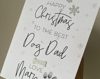 Personalized Christmas Card for Dog Dad: Watercolor Paw Print