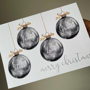 Cartão de Natal personalizado para a família, cartão de Natal da família, cartão de Natal de enfeites, cartão da família, cartão de Natal, aquarela