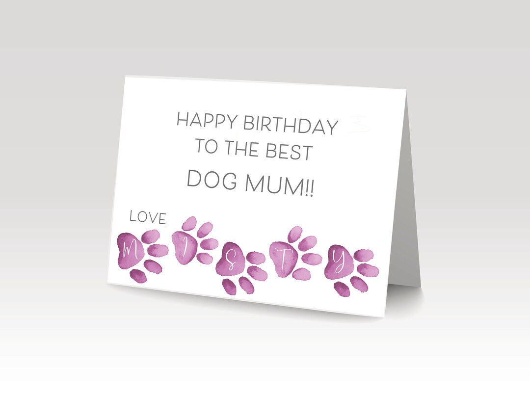 Happy Birthday Dog Mum Card Dog Mum Card From the Dog Best Etsy