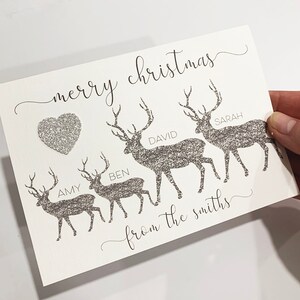 Biglietto di Natale personalizzato per la famiglia, Confezioni di biglietti di Natale, Biglietto di Natale per la famiglia, Biglietto con renne, Dalla famiglia, biglietto per la famiglia