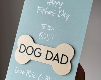Father's Day Card from Dog: Personalized Dog Dad Gift with Wooden Bone
