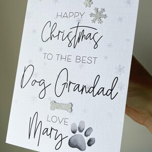 Buon Natale nonno cane, il miglior nonno cane, biglietto di lusso personalizzato per animali domestici, Buon Natale al miglior nonno cane, dal cane