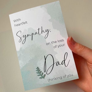Carte de sympathie, perte de votre père, une pensée pour vous, carte de deuil, carte de condoléances, désolé pour votre perte carte, désolé pour la perte de votre père