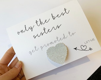 Auntie Pregnancy Reveal Card: Glitter Heart Sister Announcement