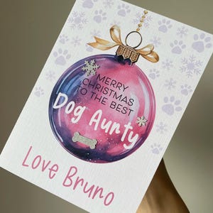 Frohe Weihnachten Hund Tante, Frohe Weihnachten vom Hund, Beste Hund Tante, personalisierte Haustierkarte, Frohe Weihnachten an die beste Hund Tante,