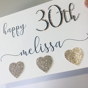 Carte 30e anniversaire, carte 30e anniversaire pour elle, carte 30e anniversaire personnalisée, carte pour elle, carte d'anniversaire