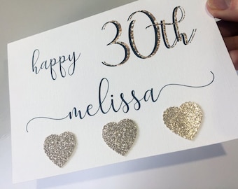 30th birthday card, 30th birthday card for her, personalised 30th birthday card, card for her, birthday card