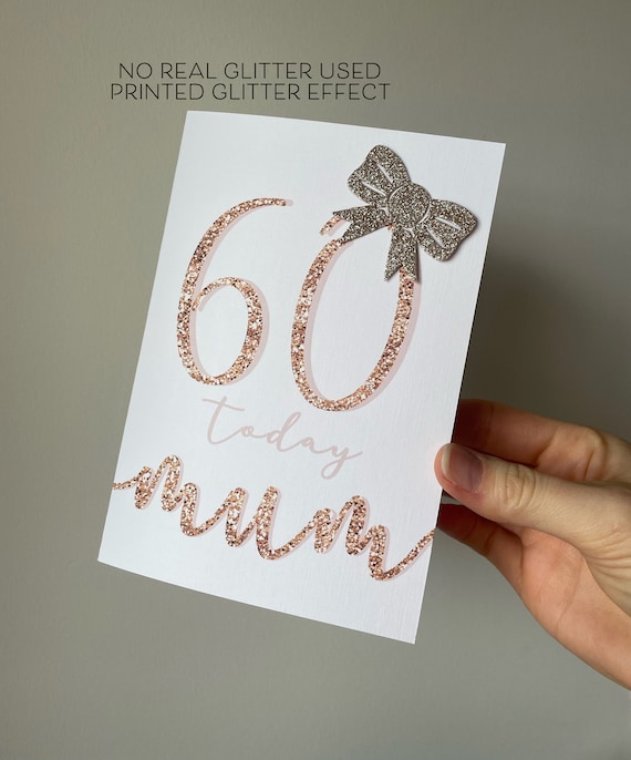 Personalized Mum Birthday Card: Printed Glitter Effect, Linen Card