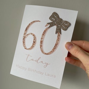 Carte du 60e anniversaire, carte du 60e anniversaire pour elle, carte personnalisée du 60e anniversaire, CARTE ENTIÈREMENT IMPRIMÉE, carte de la soixantaine, carte pour elle,