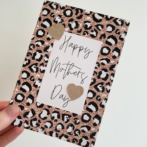 Tarjeta del día de la madre, día de la madre, tarjeta del día de la madre, estampado de leopardo, linda tarjeta del día de la madre, día de la madre con estampado de leopardo, tarjeta dorada del día de la madre