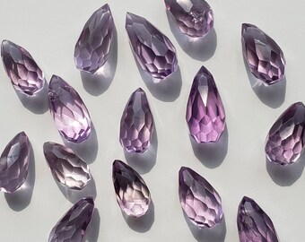 Faceted Amethyst Gems: Undrilled Teardrop Jewels for Jewelry Making