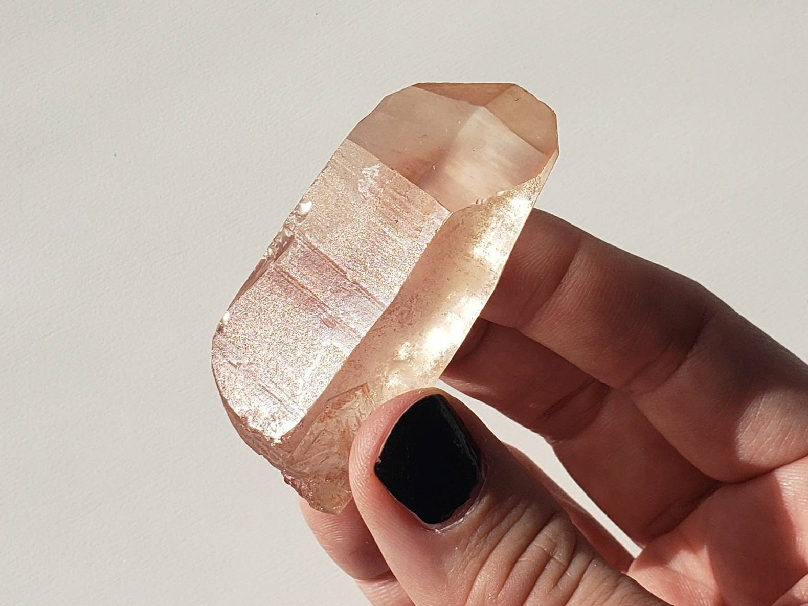 Rare pink Lemurian quartz from Brazil Meditation aide Dazzling Pink Lemurian quartz crystal 2.51 inches Crystal collection |