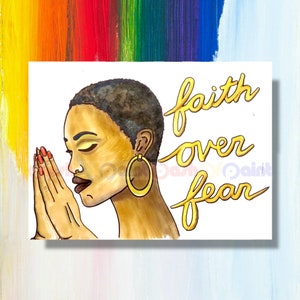 PreDrawn Canvas, Faith Over Fear, DIY Paint Party Art Kit