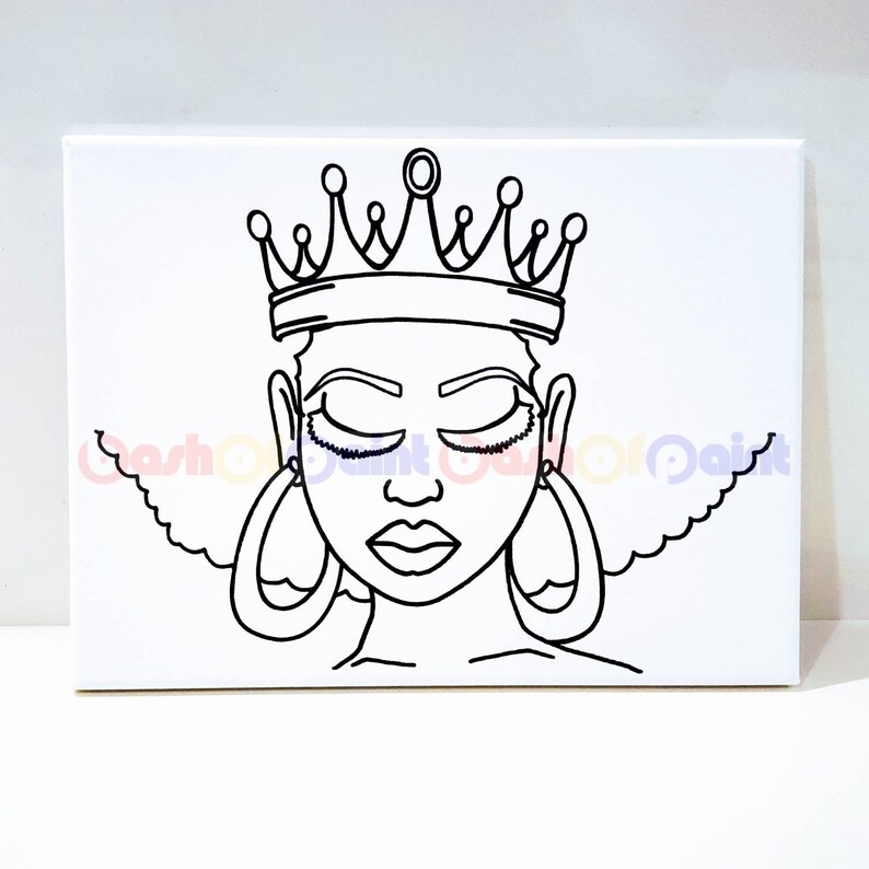 Couples Date Night Art Painting Kit, PreDrawn Canvas Outline Sketch, DIY Paint Sip Party, Adult Anniversary, Ready To Paint King/Queen Set image 6