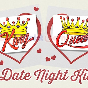 Couples Date Night Box Painting Kit, PreDrawn Canvas Adult Art Set, DIY Paint Sip Party, King/Queen Crown Set, Outlined Sketch