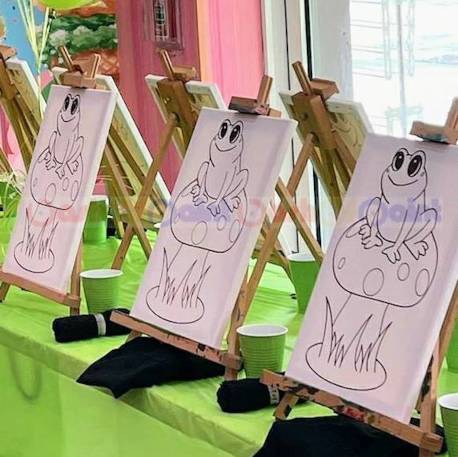 Kids Predrawn Canvas Outlined Sketch DIY Paint Sip Party Kit | Etsy