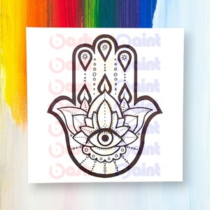 Hamsa Mandala PreDrawn Canvas Sketch, Paint Sip Party Kit, Adult Woman PreSketched Outlined Drawing, Ready to Paint Your Own Fatima Hand