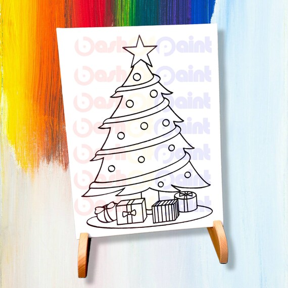 Yeaqee 12 Pcs Christmas Pre Drawn Canvas Painting Stretched Cartoon Canvas  8 x 8 Inch Christmas Trees Santa Snowman Christmas DIY Art Craft for Kid