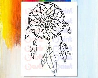 Moon Sun Dreamcatcher Predrawn Canvas Outlined Sketch, DIY Paint Sip Party  Kit, Boho Teen Girl Adult Gift, Ready to Paint Craft Art Kit 