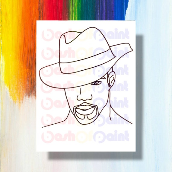 Predrawn Canvas Sketch Outline for DIY Sip Paint Party, Hat Man Pre  Sketched Drawing and Art Paint Kit, Adult Couples Date Night Idea 