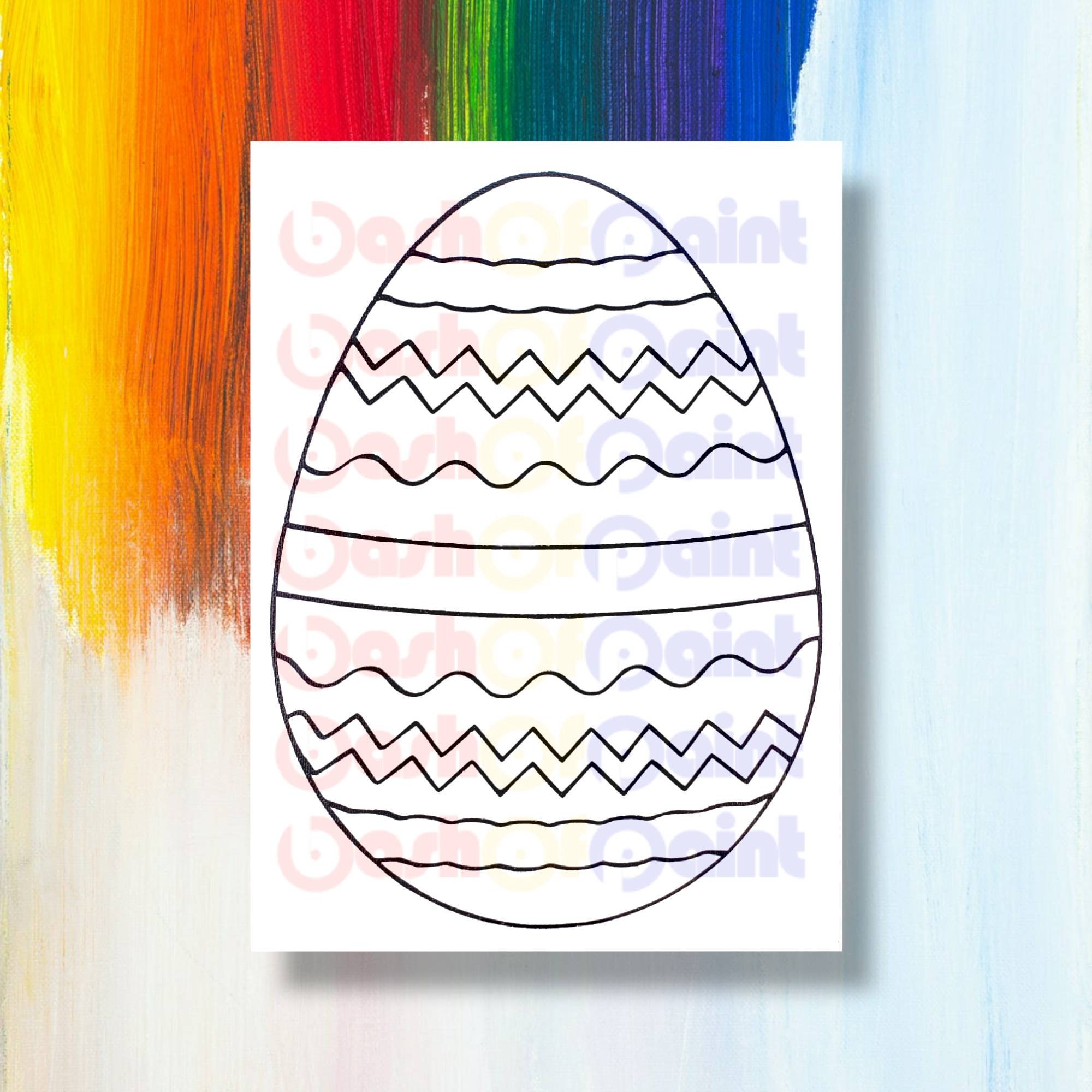 Easter Egg Predrawn Canvas Outline Sketch Kids Diy Paint Sip Etsy 日本